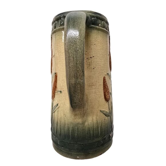 9.5" Vintage Roseville Golden Rod Pitcher Cattails & Butterfly Pottery - Picture 6 of 8